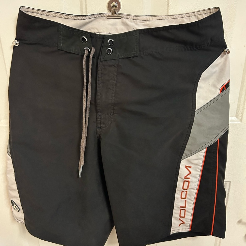 Volcom Black and Gray Board Shorts for Swim